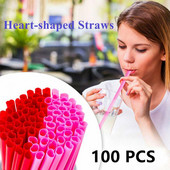 100 τμχ Stirring Straws Mini Καλαμάκια Κοκτέιλ μιας χρήσης σε σχήμα καρδιάς Πλαστικοί αναδευτήρες καφέ για χυμό καφέ