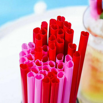 100 τμχ Stirring Straws Mini Καλαμάκια Κοκτέιλ μιας χρήσης σε σχήμα καρδιάς Πλαστικοί αναδευτήρες καφέ για χυμό καφέ