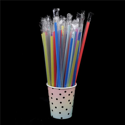 100Pc Διαφανές ατομικό τυλιγμένο ποτό PP Straw Drink Straws Προμήθειες πάρτι Πλαστικά καλαμάκια μιας χρήσης Γιορτή γενεθλίων