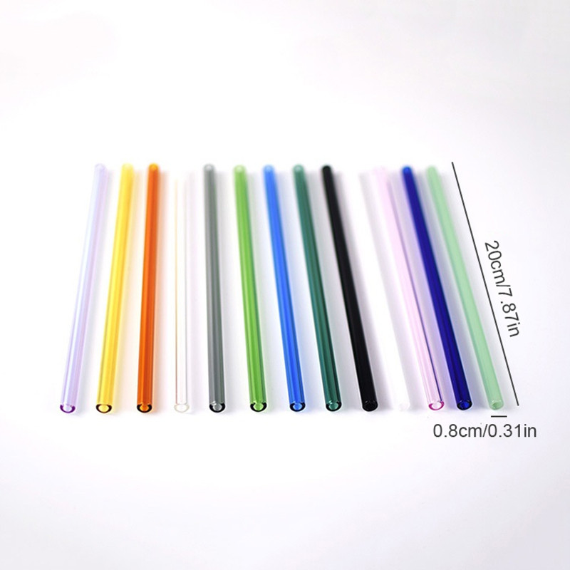 4 buc/set Paie de sticlă de culoare rezistentă la căldură băutură rece Paie îndoită drept Paie reutilizabile Paie de băut pentru bar de petrecere