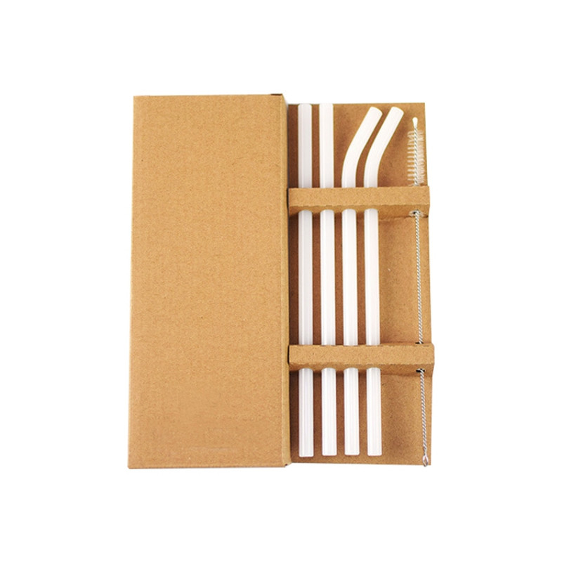 4 buc/set Paie de sticlă de culoare rezistentă la căldură băutură rece Paie îndoită drept Paie reutilizabile Paie de băut pentru bar de petrecere