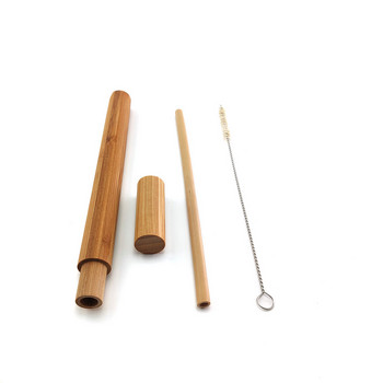 Пътуващ комплект от естествена бамбукова сламка за пиене Четка за почистване на конопени сламки от сизал с калъф за носене в тръба от органична бамбукова сламка