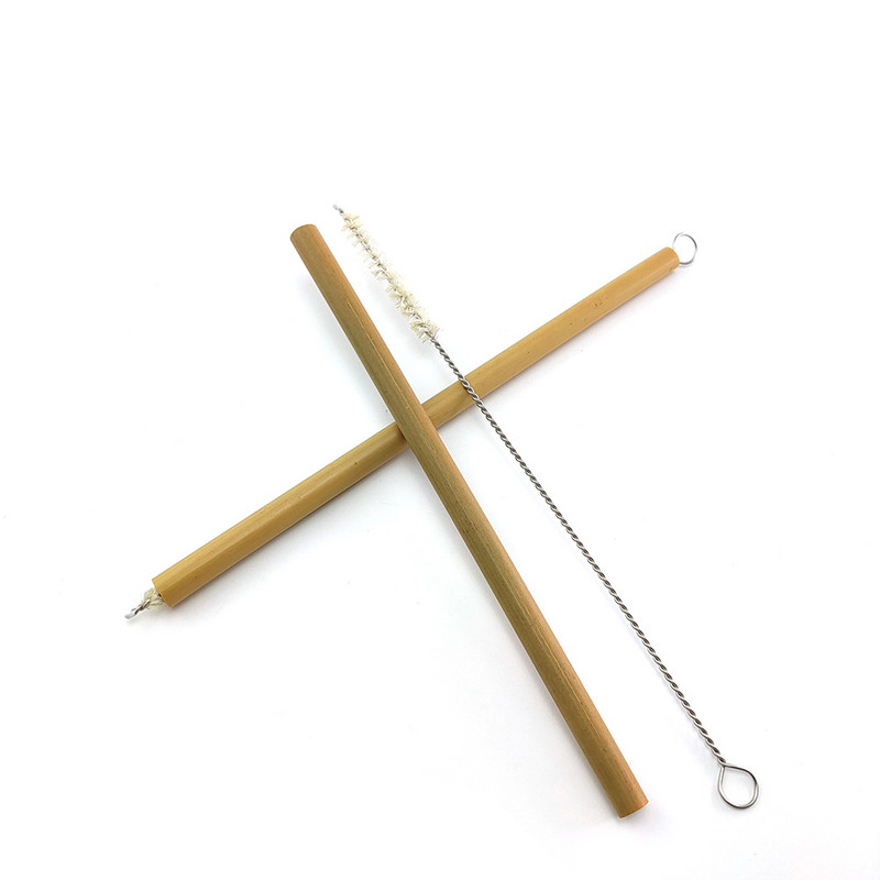 Set de călătorie cu paie de băut din bambus natural, perie de curățat paie de cânepă din sisal cu geantă de transport pentru tub din paie din bambus organic
