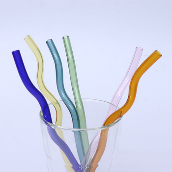 Стъклени сламки Усукани сламки за многократна употреба Топлоустойчива стъклена сламка Чай с мляко за пиене Бар с дълго стъбло Парти аксесоари за стъклена сламка
