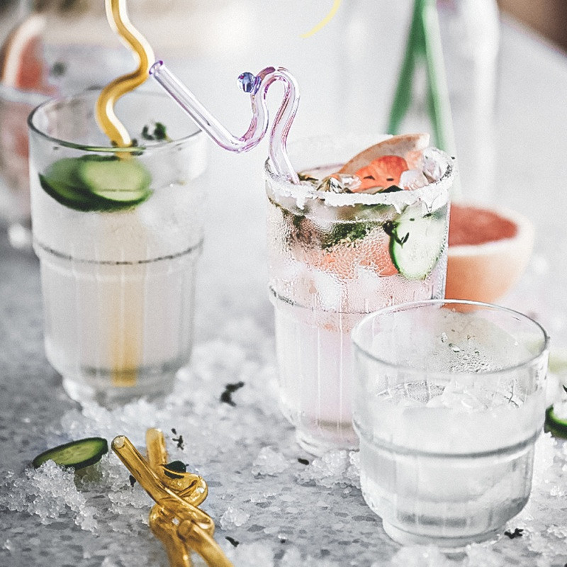 Pai colorate din sticlă borosilicată pentru ceai cu lapte, lungimi groase, curbate, reutilizabile, accesorii pentru baruri de paie din sticlă de băut