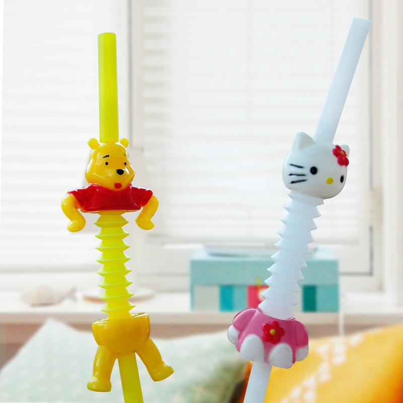 Paie de băut reutilizabile colorate PP de calitate alimentară, drăguț de desene animate, paie de băuturi drepte, pentru copii, apă potabilă