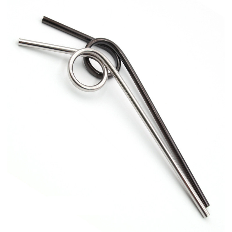 Paie îndoită din oțel inoxidabil ecologic Paiele de băut din metal strâmbe reutilizabile pentru student cu perie