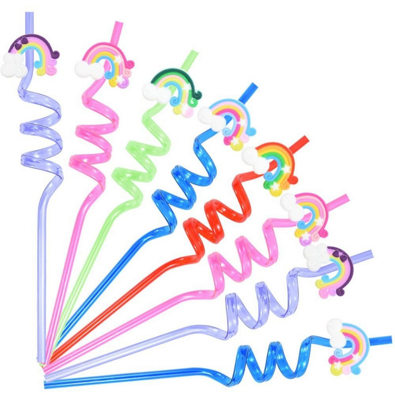 8 buc Reutilizabile Unicorn Sirena Flamingo Paie Smoothie Paie de băut cu animale Sirena Tema Dinozaur Copii Fructe Rechizite pentru petreceri