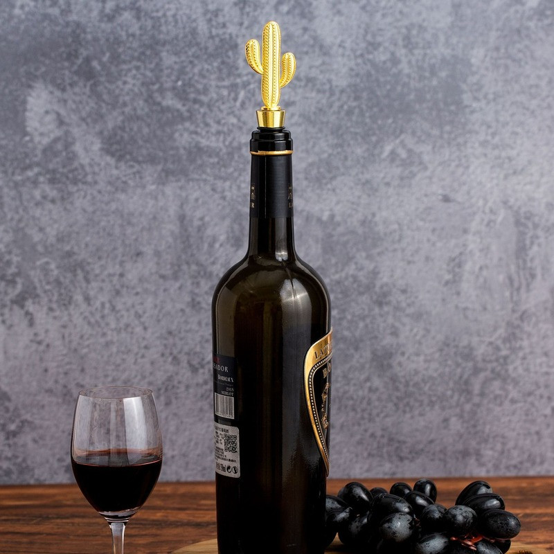 Accesorii pentru bar, cadou pentru petrecere de Crăciun, cactus, dop de vin, aliaj de zinc, aur, dop pentru sticle de vin, decorațiuni pentru bar, restaurant