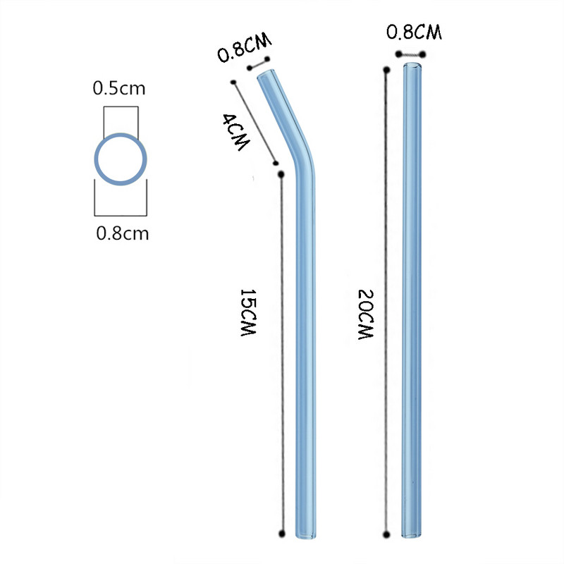 Комплект сламки за пиене за многократна употреба Сламка от високо боросиликатно стъкло Екологично чиста за коктейли Аксесоари за коктейли Сламка с четка
