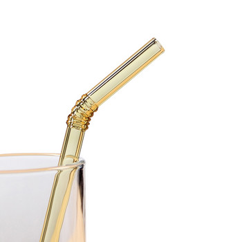 Цветна стъклена сламка за пиене Боросиликатни стъклени сламки за многократна употреба Топлоустойчиви здрави огънати прави сладки сламки за напитки