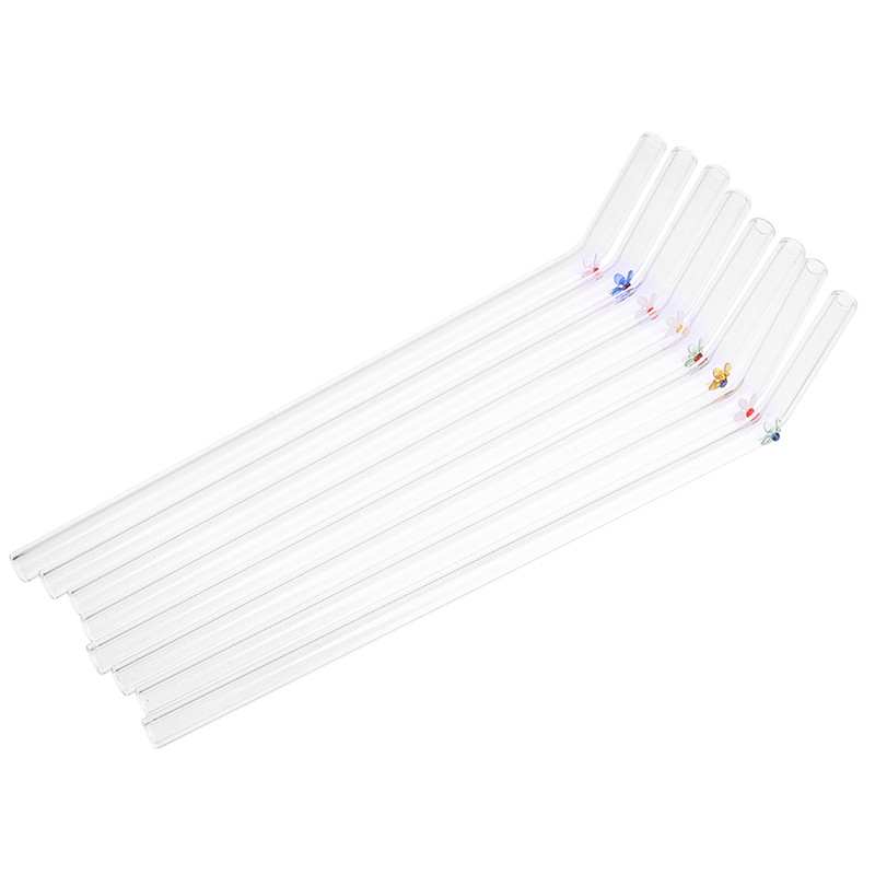 20*0,8 см комплект прозрачни стъклени сламки за многократна употреба за смути млечни шейкове Екологично чиста сламка за съдове