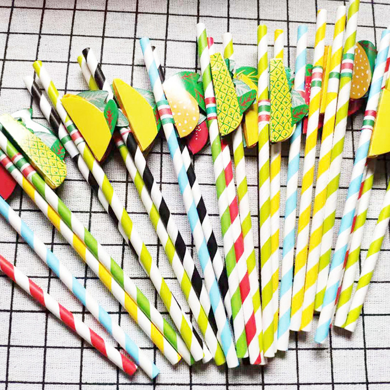 50 бр. Плодова хартия Напитки за еднократна употреба Напитка Сок Ивица Сламки Парти консумативи