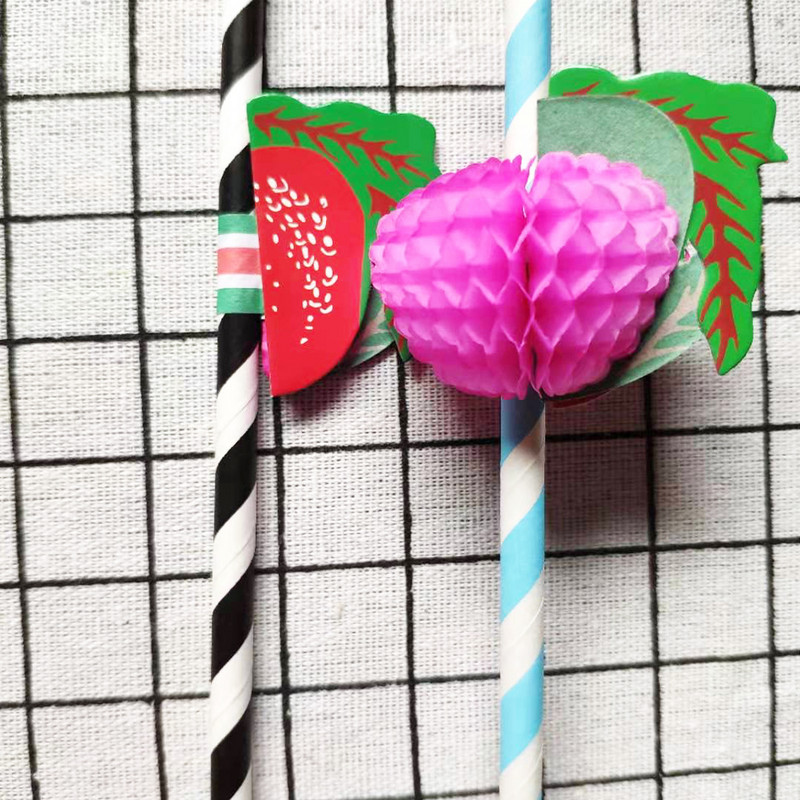 50 бр. Плодова хартия Напитки за еднократна употреба Напитка Сок Ивица Сламки Парти консумативи