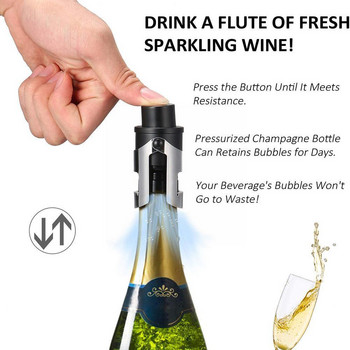 Πώμα σαμπάνιας κενού με αντλία πίεσης Keep Fizz Bubbly Prosecco Caps Sealer βύσματα Μπουκάλι σιλικόνης Αφρώδες κρασί Cava V6w9