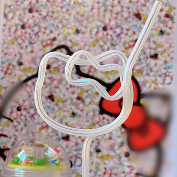 Изящни карикатури във формата на котешка глава Многоцветна слама Кухненски консумативи Семеен ресторант Мляко Чай Магазин Кафене Детска слама