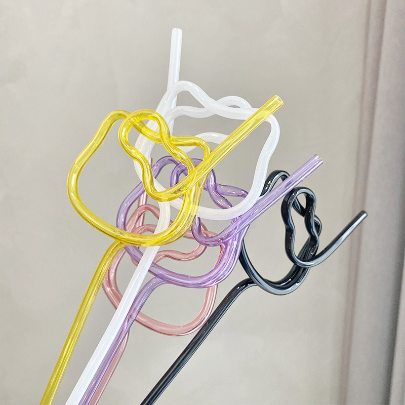 Desene animat rafinat în formă de cap de pisică, paie multicoloră, accesorii de bucătărie, restaurant de familie, ceaiuri cu lapte, cafenea, paie pentru copii