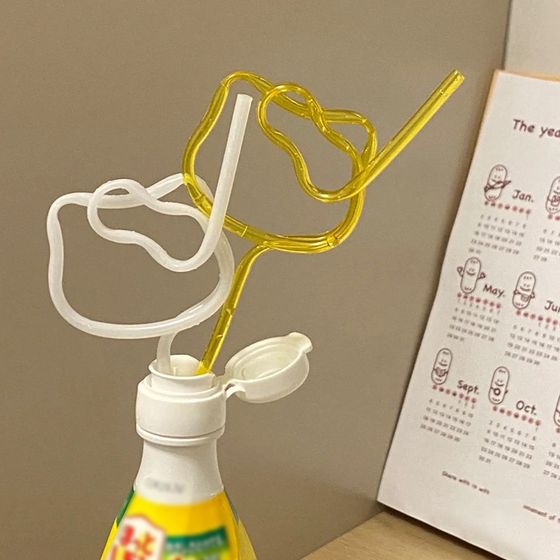 Desene animat rafinat în formă de cap de pisică, paie multicoloră, accesorii de bucătărie, restaurant de familie, ceaiuri cu lapte, cafenea, paie pentru copii