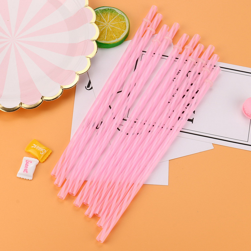 Paie de băut cu curcubeu multicolore Paie reutilizabile colorate Paie flexibile din plastic Paie cu dungi Accesorii pentru bar de petrecere #W3