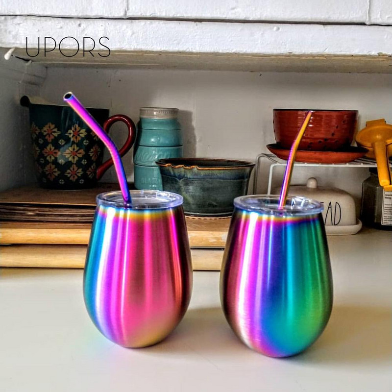 UPORS Paie metalică reutilizabilă cu perie de curățat Eco Friendly 304 din oțel inoxidabil perie de curățare paie paie de băut