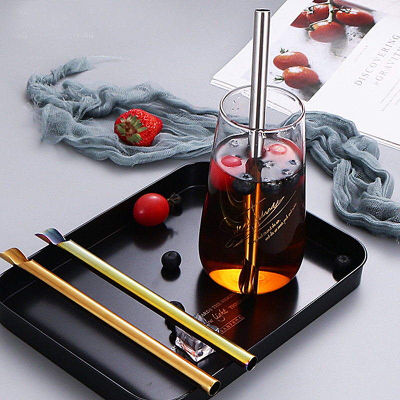 Lingură reutilizabilă convenabilă din paie inoxidabilă Durabilitate Paie de băut Lingură pentru amestecare din oțel inoxidabil Linguri creative pentru cocktail