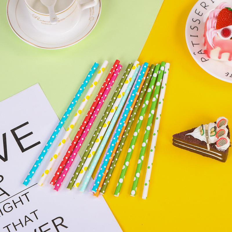 50 buc 6*197 mm Paie de hârtie de culoare de unică folosință ecologică și degradabilă Suc de paie Cocktail Băutură Decorare petrecere