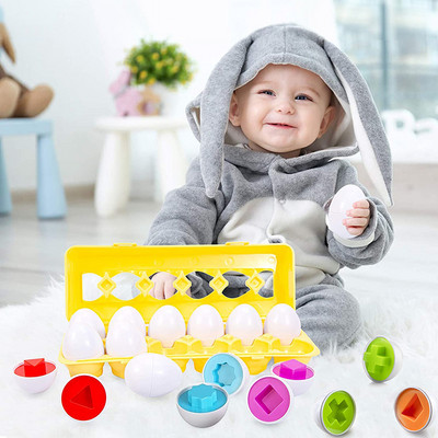Интелигентни играчки за яйца за деца Съвпадение на формата Когнитивни сортери за деца 3D игри с мозайката за деца Обучаваща се бебешка образователна играчка
