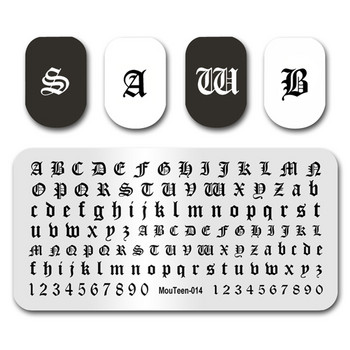 Най-новият печат за нокти MouTeen073 Американски букви Графити Плочи за печат за нокти Комплект за маникюр за щамповане на нокти