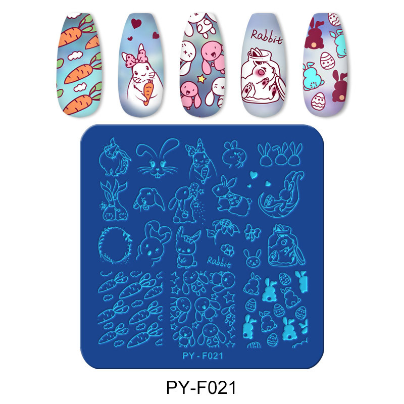 PICT YOU Rabbit Plăci de ștanțare pentru unghii, din oțel inoxidabil, model de ștampilă pentru arta unghiilor, bricolaj pentru instrumente pentru șablon de unghii