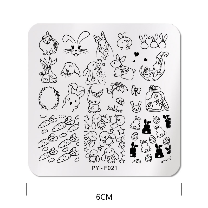 PICT YOU Rabbit Plăci de ștanțare pentru unghii, din oțel inoxidabil, model de ștampilă pentru arta unghiilor, bricolaj pentru instrumente pentru șablon de unghii