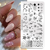 NICOLE DIARY-290 Rectangle Space Planet Moon Star Nail Stamping Plates Stamp Stamp Stamp από ανοξείδωτο ατσάλι Loving Heart