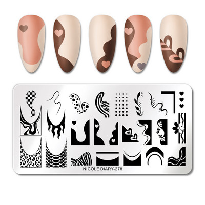 NICOLE DIARY-290 Rectangle Space Planet Moon Star Nail Stamping Plates Stamp Stamp Stamp από ανοξείδωτο ατσάλι Loving Heart