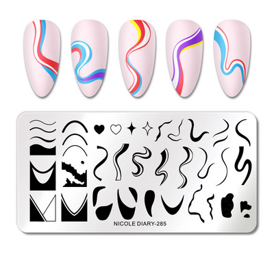 NICOLE DIARY-290 Rectangle Space Planet Moon Star Nail Stamping Plates Stamp Stamp Stamp από ανοξείδωτο ατσάλι Loving Heart