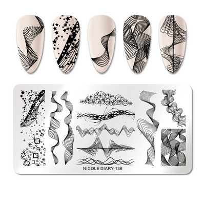 NICOLE DIARY-290 Rectangle Space Planet Moon Star Nail Stamping Plates Stamp Stamp Stamp από ανοξείδωτο ατσάλι Loving Heart