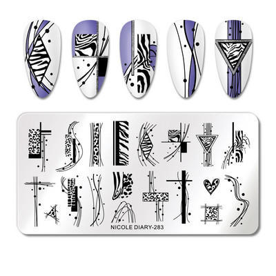 NICOLE DIARY-290 Rectangle Space Planet Moon Star Nail Stamping Plates Stamp Stamp Stamp από ανοξείδωτο ατσάλι Loving Heart