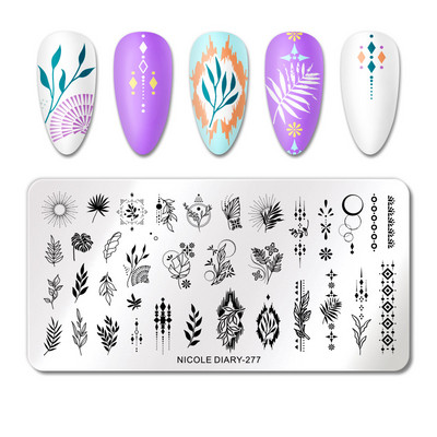 NICOLE DIARY-290 Rectangle Space Planet Moon Star Nail Stamping Plates Stamp Stamp Stamp από ανοξείδωτο ατσάλι Loving Heart