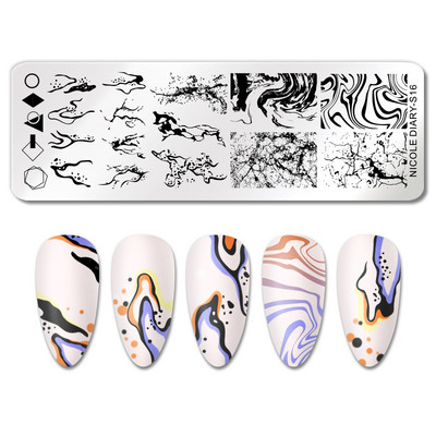 NICOLE DIARY-290 Rectangle Space Planet Moon Star Nail Stamping Plates Stamp Stamp Stamp από ανοξείδωτο ατσάλι Loving Heart