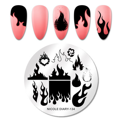 NICOLE DIARY-290 Rectangle Space Planet Moon Star Nail Stamping Plates Stamp Stamp Stamp από ανοξείδωτο ατσάλι Loving Heart