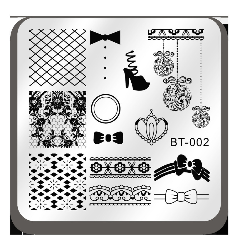 1 PC 6*6cm Nail Art Predlošci Dizajn ploča za utiskivanje Cvijet Leptir Temperatura stakla Čipka Predlošci za pečate Ploče Dekoracija slika