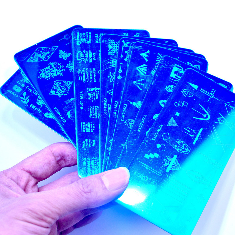 Șablon de manichiură Șablon de imprimare din plăci de oțel Linie geometrică Literă unghii animale Imprimare prin transfer de artă Instrumente decorative pentru unghii