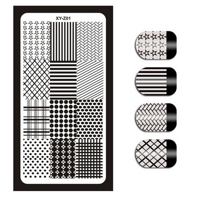1 τεμάχιο Nail Art Εικόνα Σφραγίδα Πλάκες Σφράγισης Αγγλικών γραμμάτων Μοτίβο Μανικιούρ Πλάκες DIY Polish Stencil Nail Tools XYZ03