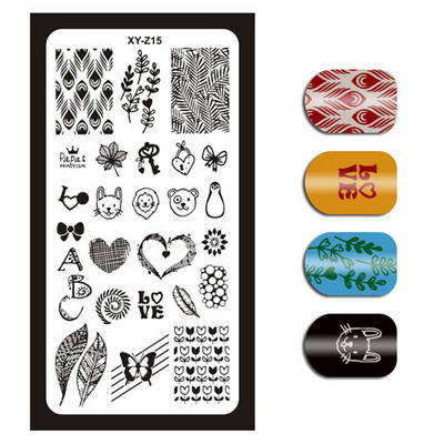 1 τεμάχιο Nail Art Εικόνα Σφραγίδα Πλάκες Σφράγισης Αγγλικών γραμμάτων Μοτίβο Μανικιούρ Πλάκες DIY Polish Stencil Nail Tools XYZ03