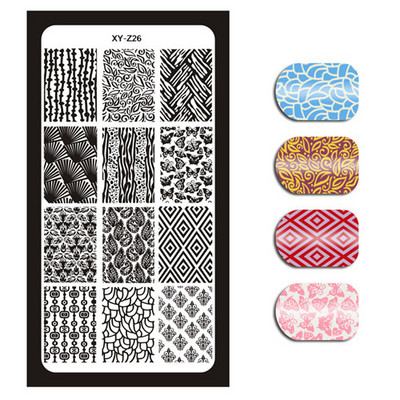 1 τεμάχιο Nail Art Εικόνα Σφραγίδα Πλάκες Σφράγισης Αγγλικών γραμμάτων Μοτίβο Μανικιούρ Πλάκες DIY Polish Stencil Nail Tools XYZ03