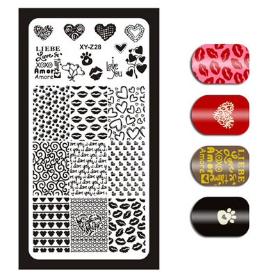 1 τεμάχιο Nail Art Εικόνα Σφραγίδα Πλάκες Σφράγισης Αγγλικών γραμμάτων Μοτίβο Μανικιούρ Πλάκες DIY Polish Stencil Nail Tools XYZ03