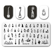 Στάμπινγκ νυχιών MouTeen135 Cartoon Gnome Art Nail Plates Stamp King Σετ μανικιούρ για στάμπα νυχιών