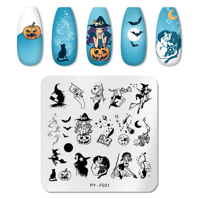 PICT YOU Πλάκες σφράγισης νυχιών για το Halloween Snowflake Festival Μοτίβο Πλάκες εικόνας νυχιών από ανοξείδωτο ατσάλι Στένσιλ για πλάκα νυχιών