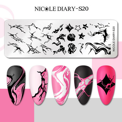 NICOLE DIARY Πλάκες σφράγισης νυχιών Leopard Zebra Εικόνα εκτύπωσης από ανοξείδωτο ατσάλι Στένσιλ λουλουδιών γραμμής καρδιάς για πρότυπα βερνικιών νυχιών
