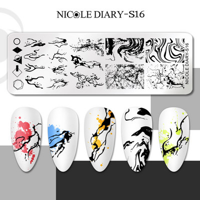 NICOLE DIARY Πλάκες σφράγισης νυχιών Leopard Zebra Εικόνα εκτύπωσης από ανοξείδωτο ατσάλι Στένσιλ λουλουδιών γραμμής καρδιάς για πρότυπα βερνικιών νυχιών