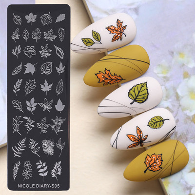 NICOLE DIARY Marble Blooming Stamping Plates Stripe Line Wave Stamping for Nails Art Stamp Stamp Stencil