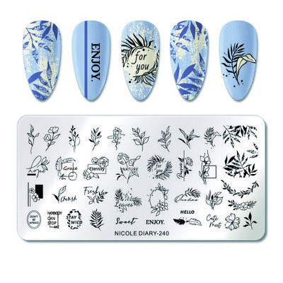NICOLE DIARY Marble Blooming Stamping Plates Stripe Line Wave Stamping for Nails Art Stamp Stamp Stencil